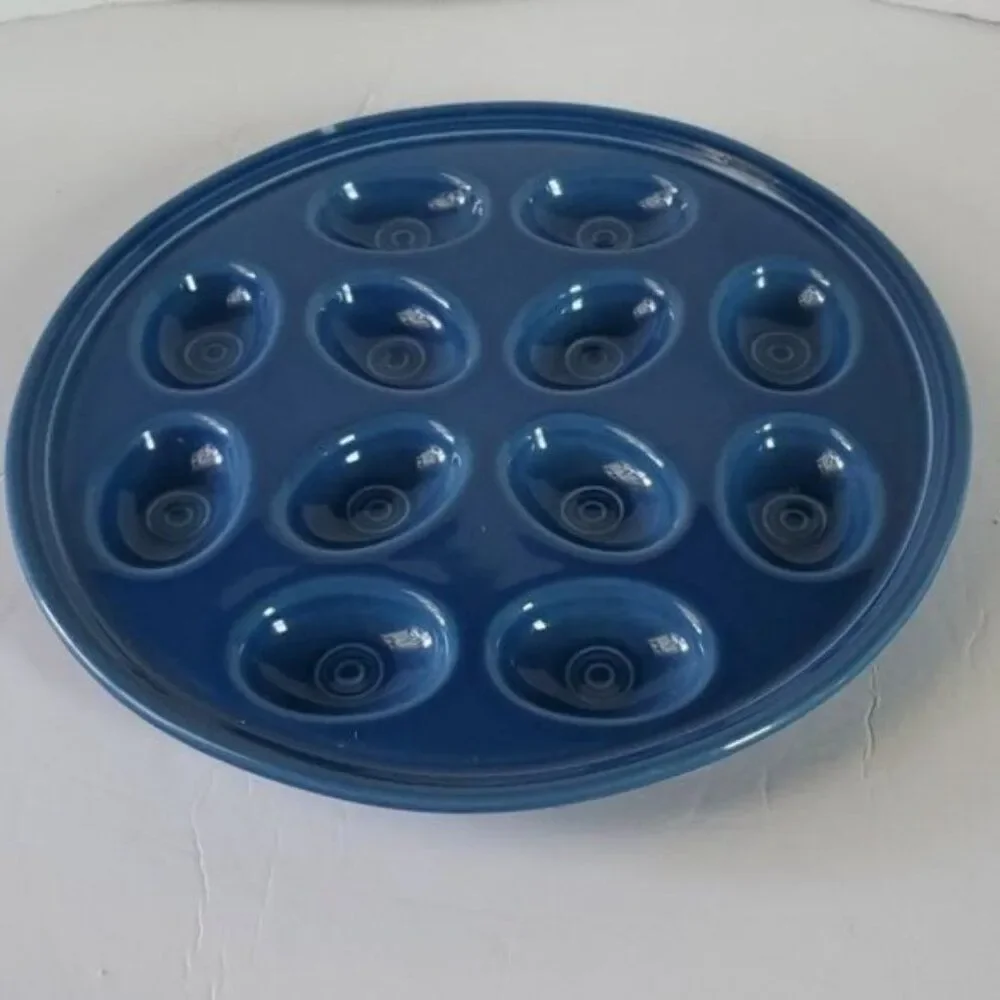 Festaware Fiesta 12 Deviled Egg Plater Plate Tray Blue Lapis Ceramic